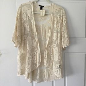Floral Open Front Sheer Lace Top